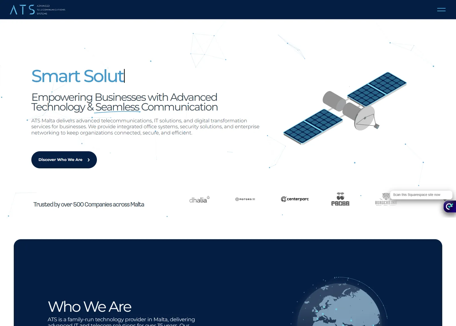 Screenshot of the Advanced Telecommunications Systems website