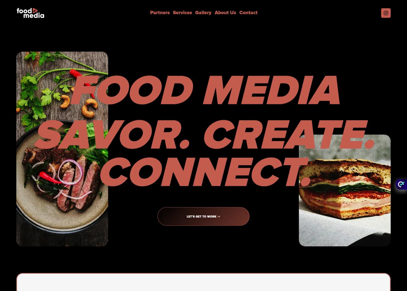 Screenshot of the website for FoodMedia, a food media company in Malta